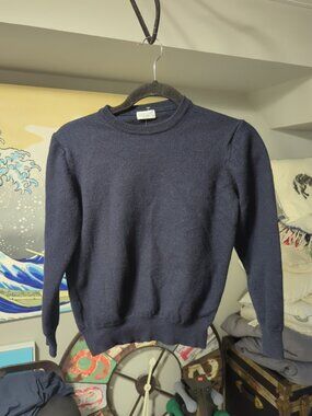 Giasone Sweater Vintage Merino Wool Navy Italy SZ L Women’s Crewneck Classic New